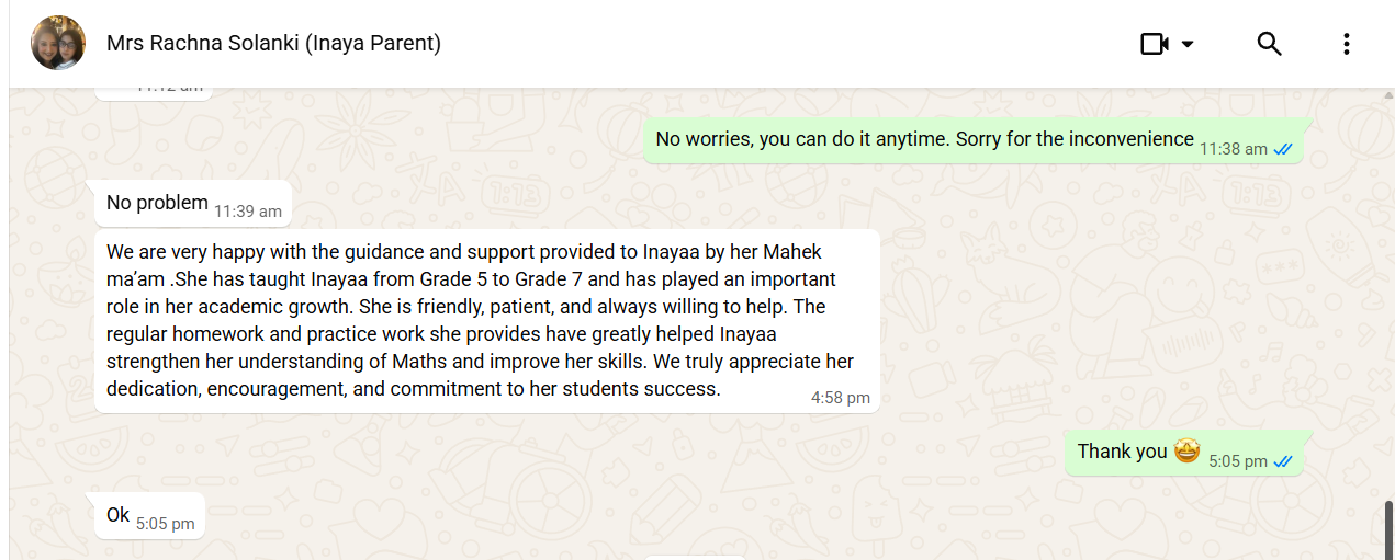 Feedback message