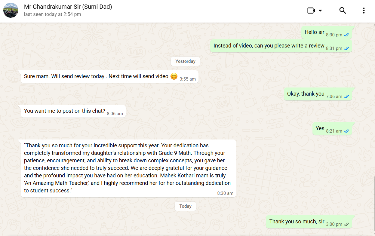 Feedback message